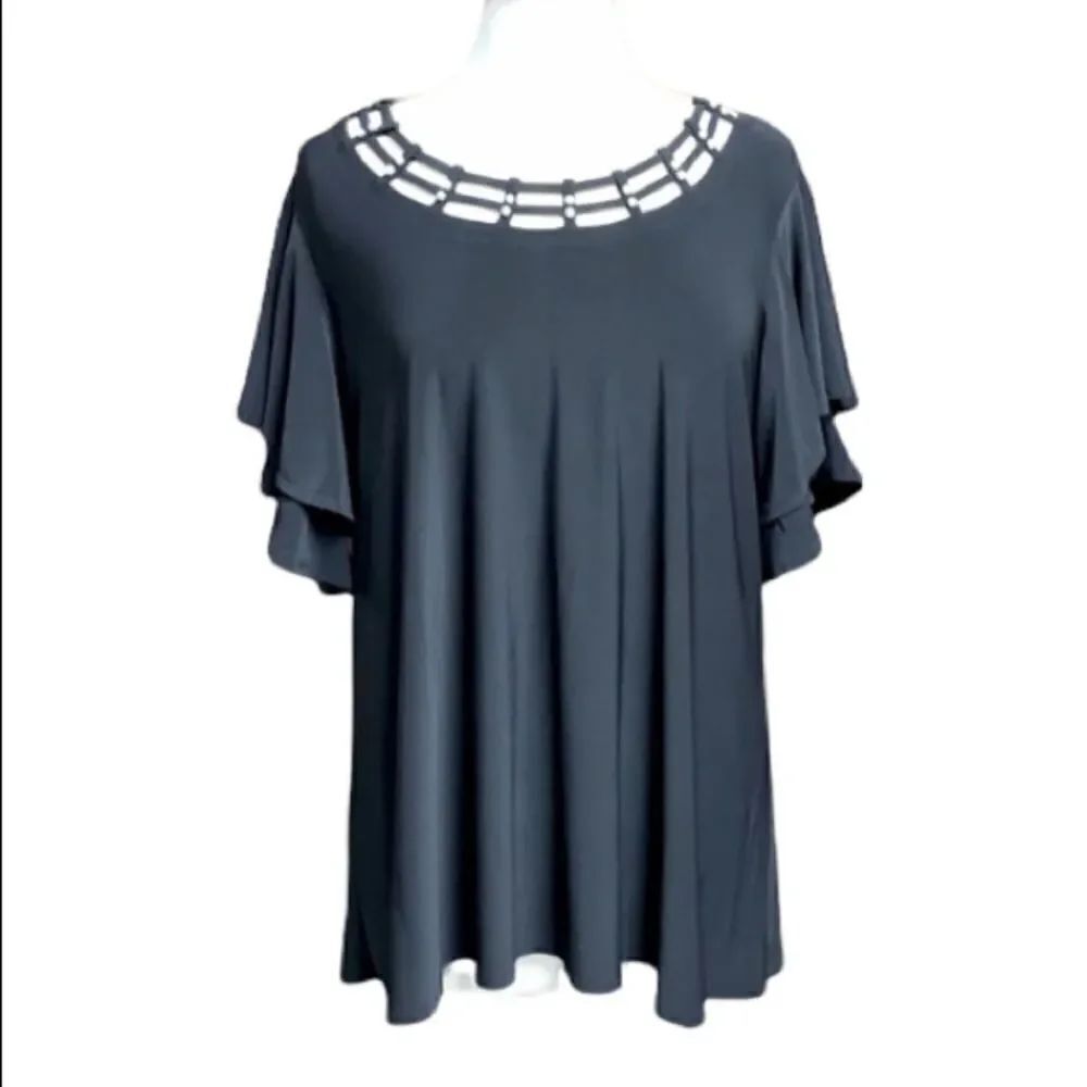 Cato Black Ruffle Sleeve Blouse